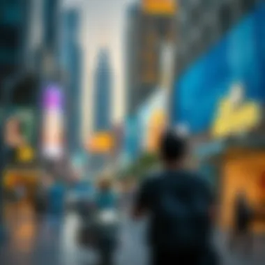 Vibrant urban life in Downtown Dubai with bustling streets and attractions