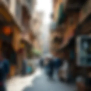 The Bustle of Alleyways in the Golden Souk Crowded alleyways bustling with traders and customers