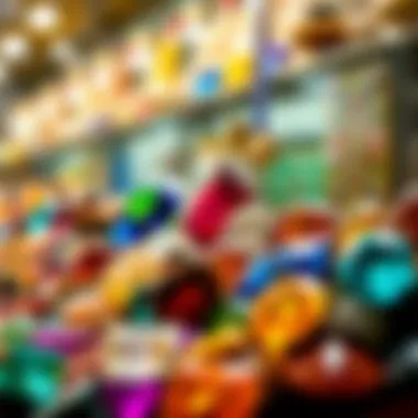 Artistic Arrangement of Colorful Gemstones Colorful gemstones arranged artistically in a shop