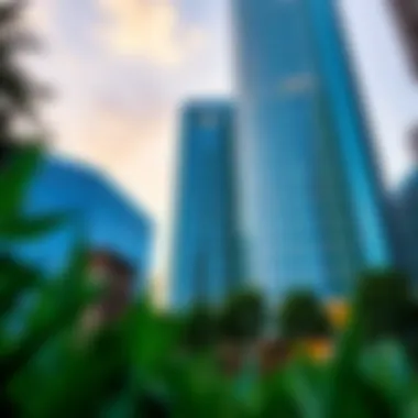 Exterior view of the Grosvenor Business Tower showcasing its modern architecture