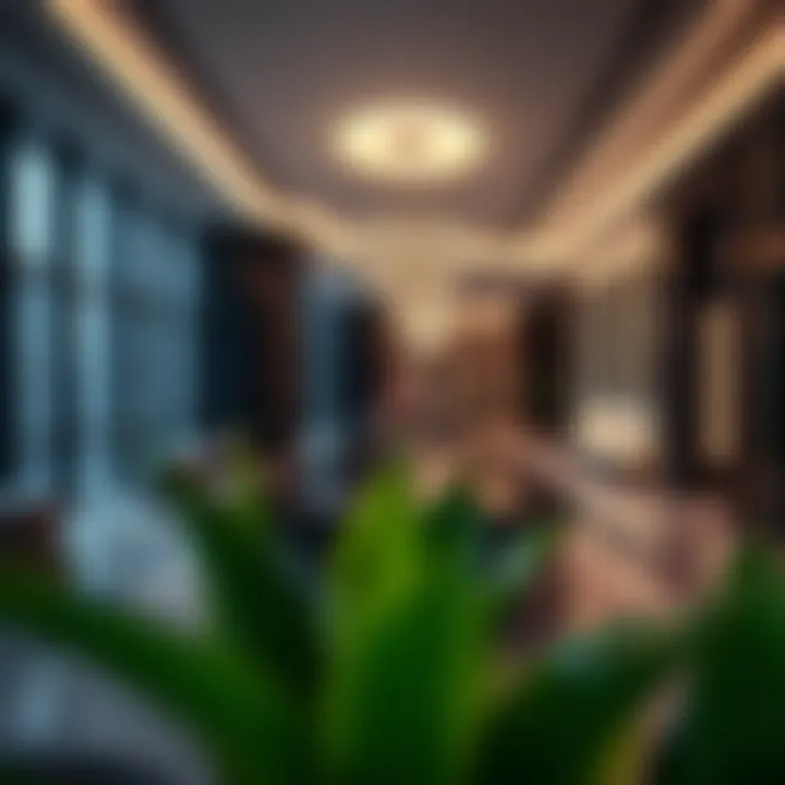 Interior amenities of the Grosvenor Business Tower illustrating modern office spaces