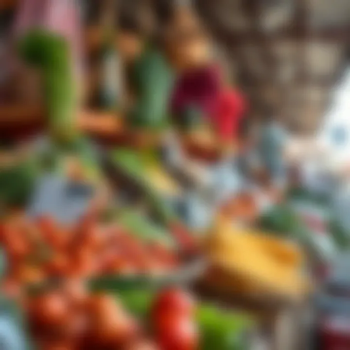 A vibrant market scene highlighting fresh ingredients used in Michelin-starred cuisine