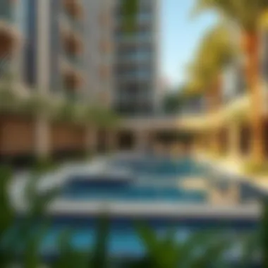 Relaxing Pool Area at Movenpick Hotel Apartments Relaxing pool area at Movenpick Hotel Apartments with lush surroundings