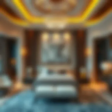 Elegant bedroom showcasing opulent decor and furnishings