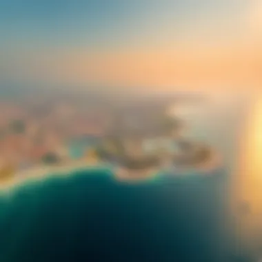 Aerial view of Dubai's coastline and real estate