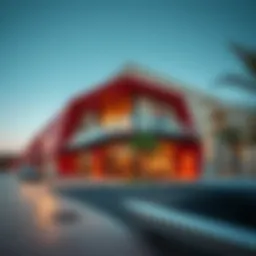 Exterior view of Warehouse 421 showcasing its unique architectural design and surroundings