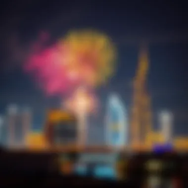 Stunning fireworks display over Dubai skyline during a holiday
