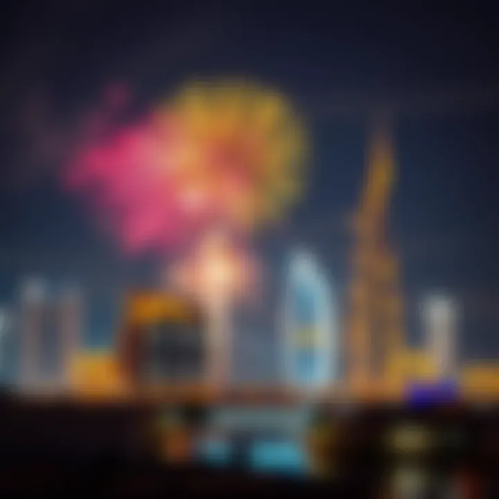 Stunning fireworks display over Dubai skyline during a holiday
