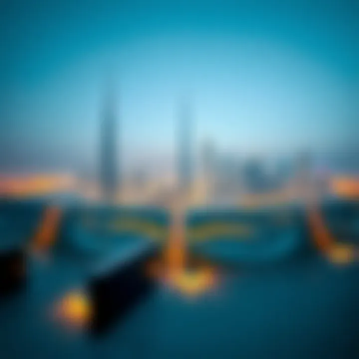 Stunning panoramic view of Dubai skyline from a hotel terrace