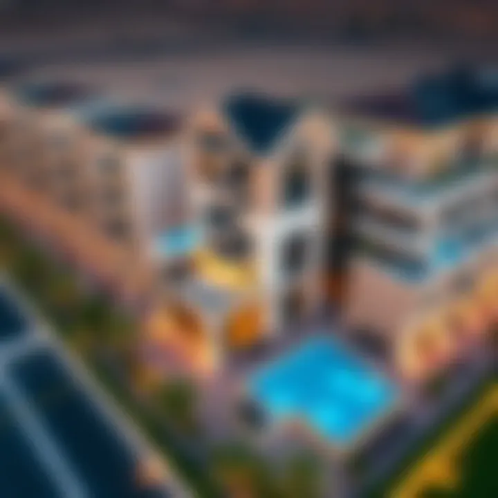 Aerial View of Lantana in Dubai Aerial view of Lantana property in Dubai showcasing modern architecture