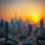 Stunning Dubai Skyline at Sunset Luxurious skyline view of Dubai at sunset showcasing high-end residences