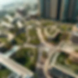 Aerial view of Masdar Park showcasing lush greenery and sustainable architecture