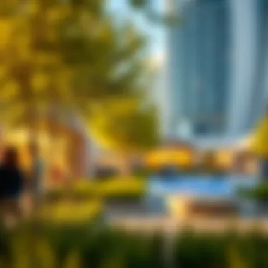 Community space within Masdar Park promoting social interaction and ecological awareness