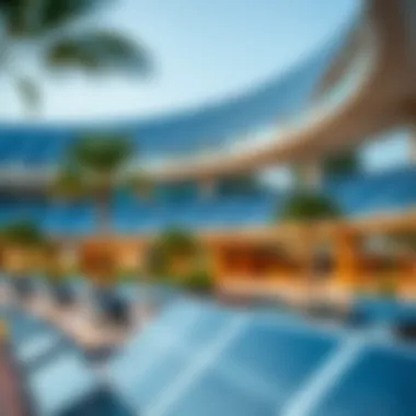 Innovative solar panels integrated into the park's design