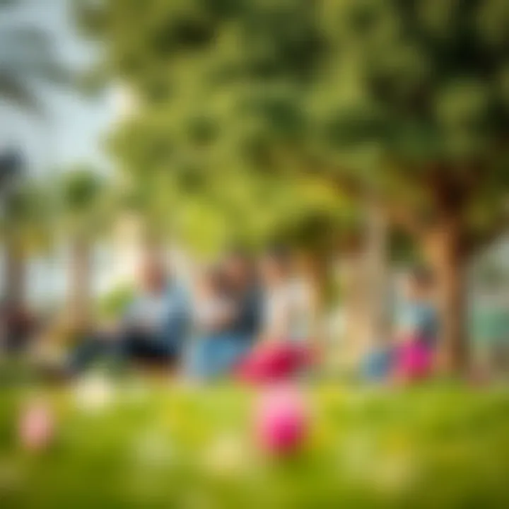 Leisure Activities in Nad Al Hamar Parks A family enjoying leisure time in a park within Nad Al Hamar