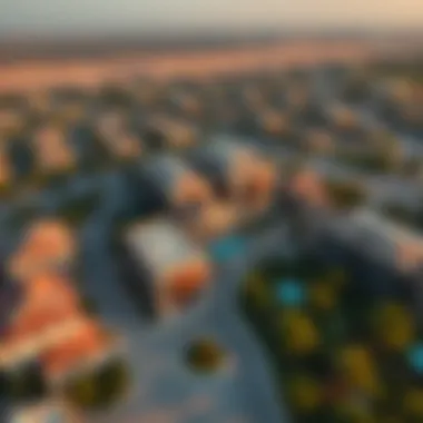 An aerial view of Discovery Gardens highlighting its landscaped surroundings and housing options
