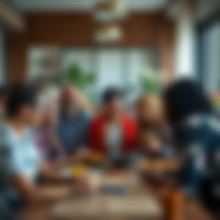 A diverse group of residents engaging in community activities and bonding