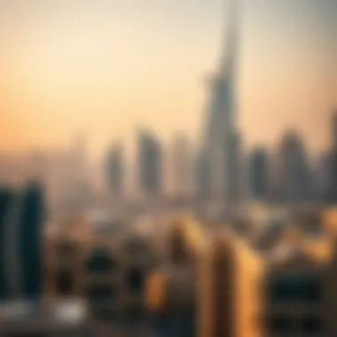 Overview of Dubai skyline with Sheikh Maryam Building as a focal point