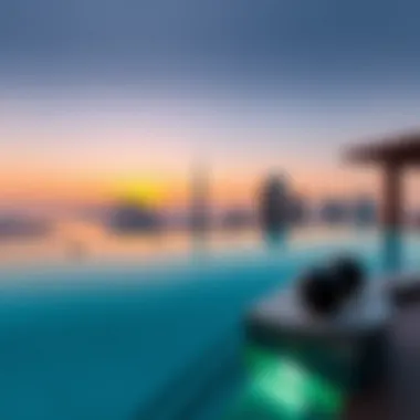 Infinity Pool Overlooking Dubai's Skyline Panoramic view of the infinity pool at SLS Hotel offering breathtaking skyline vistas