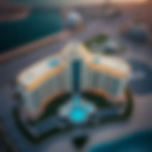 Stunning aerial view of SLS Hotel and Residences Dubai showcasing its architectural grandeur