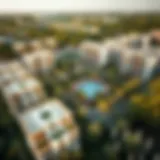 Aerial Perspective of Spring Meadows Aerial view of Spring Meadows showcasing lush greenery and modern architecture