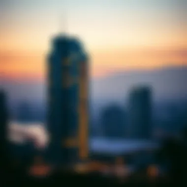 Evening skyline with the Talal Building illuminated