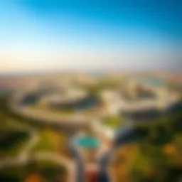 Aerial view of Tilal Al Ghaf showcasing its expansive layout and surrounding greenery