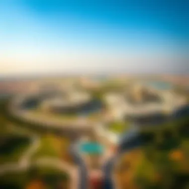 Aerial view of Tilal Al Ghaf showcasing its expansive layout and surrounding greenery