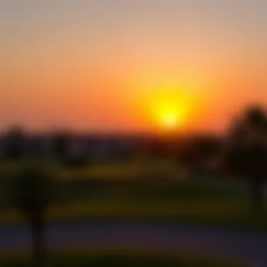 Stunning sunset view over a golf estate