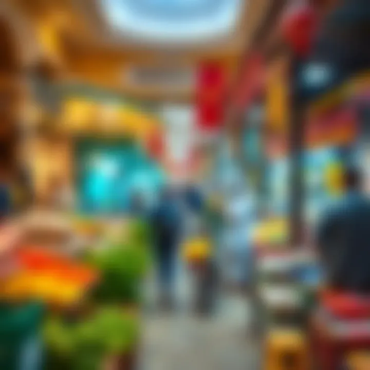 Vibrant market scene highlighting traditional Emirati commerce