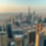 Aerial view of Dubai's skyline showcasing its modern architecture
