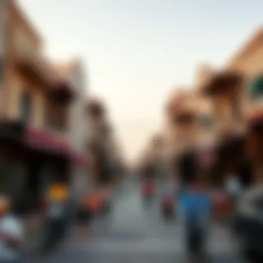 Contemporary Atmosphere of Al Seef Vibrant street life in Al Seef depicting the area's contemporary atmosphere