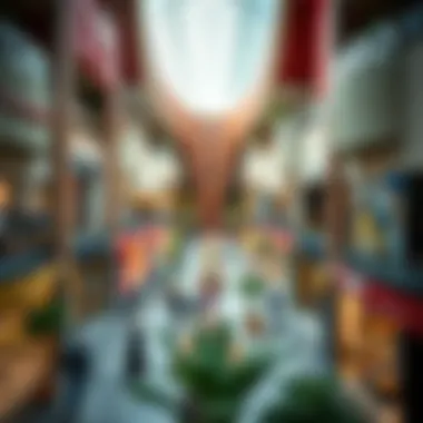 A vibrant shopping area within Wafi Mall filled with diverse retail offerings