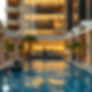 Luxurious amenities of Zumurud Tower including the pool and lounge area